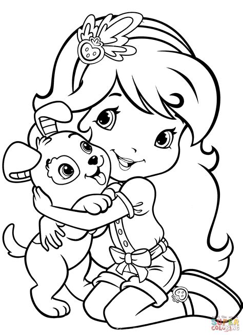 Strawberry Shortcake with Pupcake coloring page | Free Printable Coloring Pages