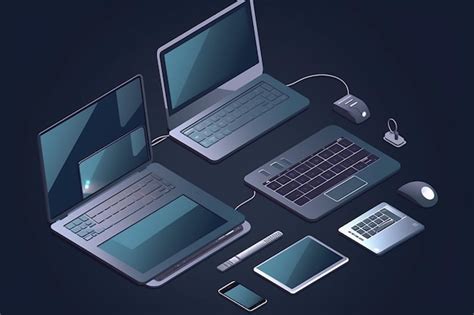 Premium Photo | Isometric laptop with electronic devices