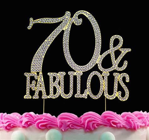 70th Birthday Cake Toppers Gold Bling 70 and Fabulous Cake | Etsy