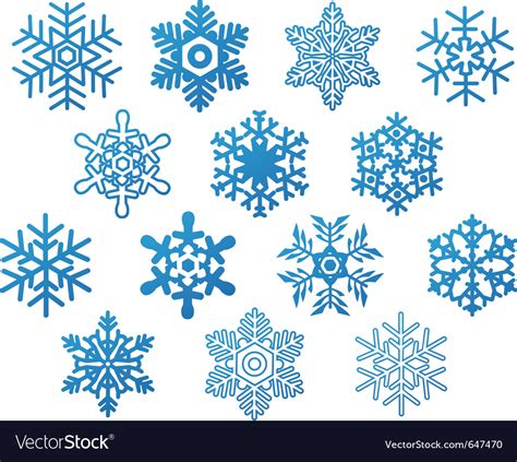 Set of blue snowflakes Royalty Free Vector Image