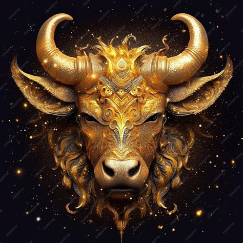 Premium AI Image | Zodiac sign of Taurus fantasy golden bull on night sky background generative AI