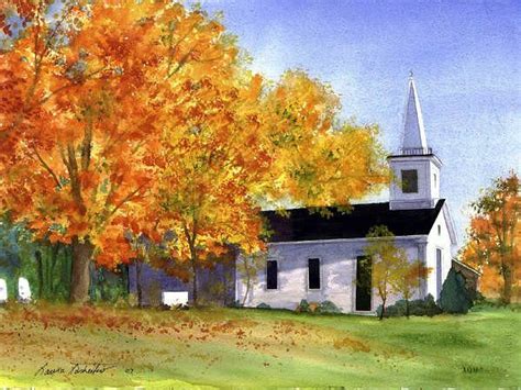 Found on Bing from fineartamerica.com | Fall landscape painting, Church wall art, Autumn painting