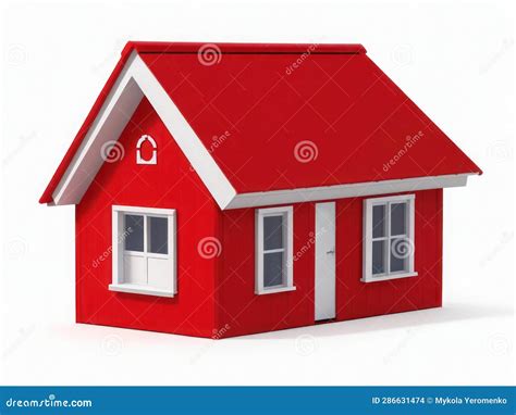 Red One-story House with a Red Roof 3D Stock Illustration - Illustration of house, estate: 286631474