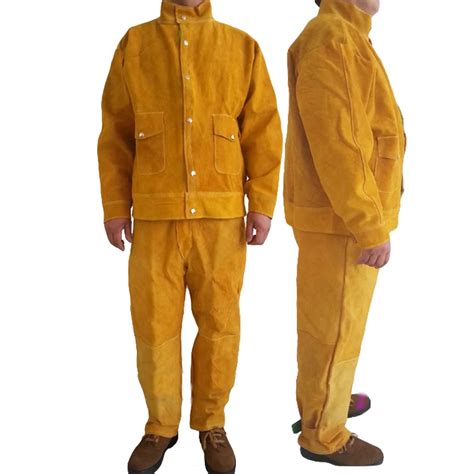 Welding Safety Clothing Flame Retardant Pure Leather Welder Protective ...