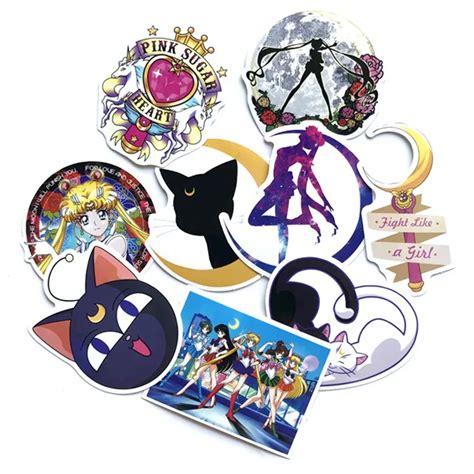 9Pcs/set Classics Anime Sailor Moon Sticker For Car Laptop Skateboard ...