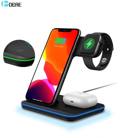 15W 3 in 1 Qi Wireless Charger Stand for iPhone 12 11 XS XR X 8 AirPods Pro Charging Dock ...