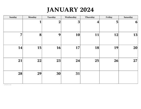 January 2024 Printable Monthly Calendar Pdf - Lindi Perrine