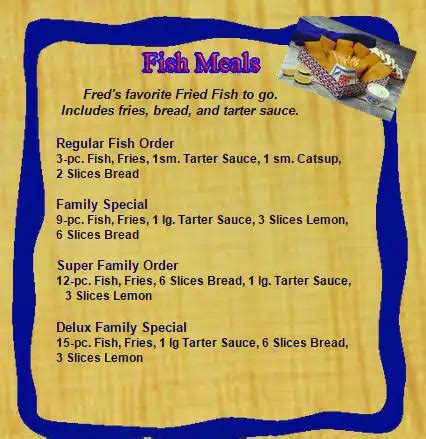 Fred's Fish Fry Menu, Menu for Fred's Fish Fry, West Side, San Antonio - Urbanspoon/Zomato