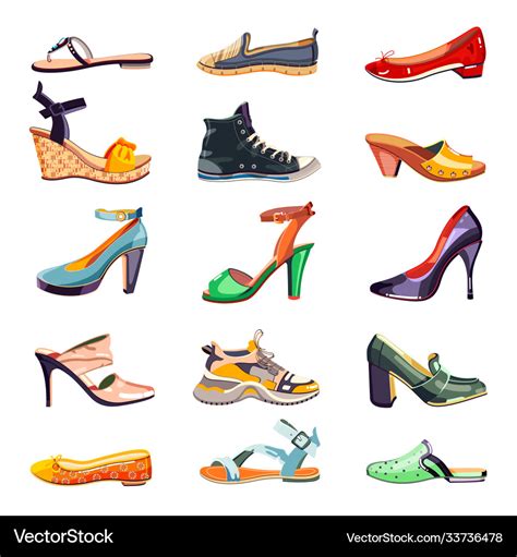 Female fashion shoes set cartoon Royalty Free Vector Image