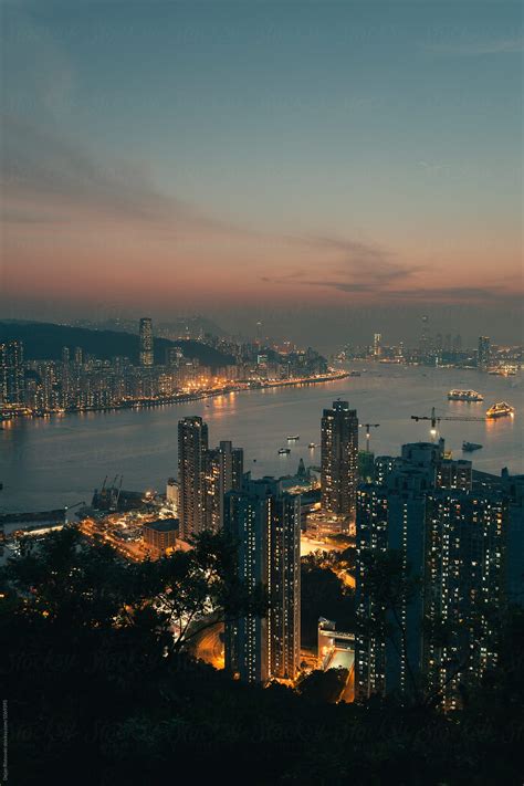 Night View Of Hong Kong by Dejan Ristovski