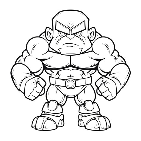 Cartoon Of A Big Muscular Wrestler Coloring Pages Outline Sketch ...