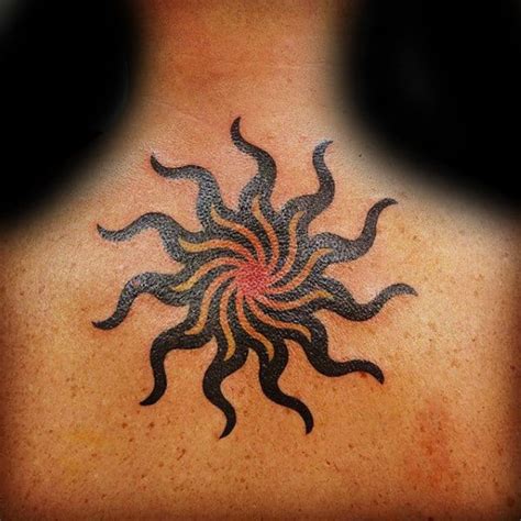 50 Tribal Sun Tattoo Designs For Men - Black Ink Rays