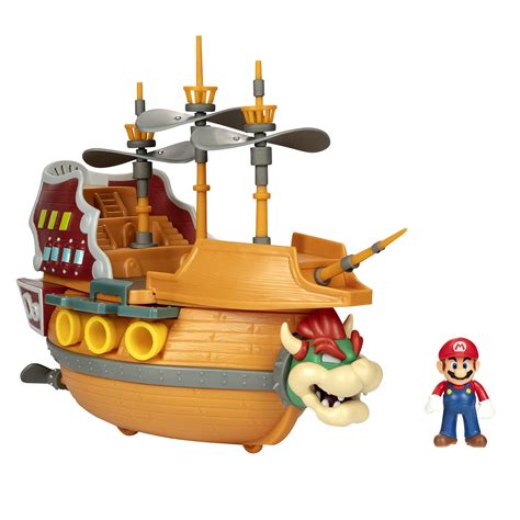 Super Mario Deluxe Bowser's Air Ship Playset with Mario Action Figure ...