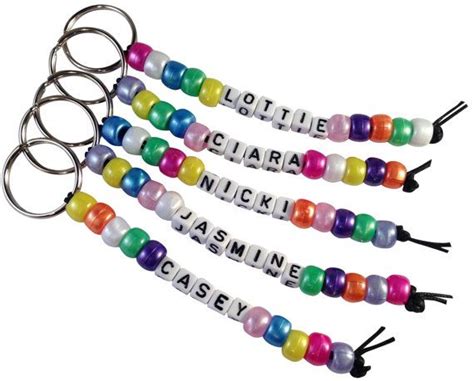 KEYRING Personalised Any Girls Name or Word White Letter Beads and ...