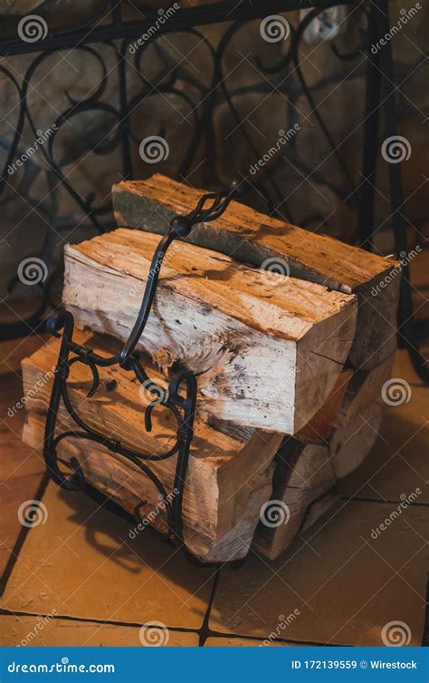 Chopped Wood for the Fireplace in the House Stock Image - Image of heat ...