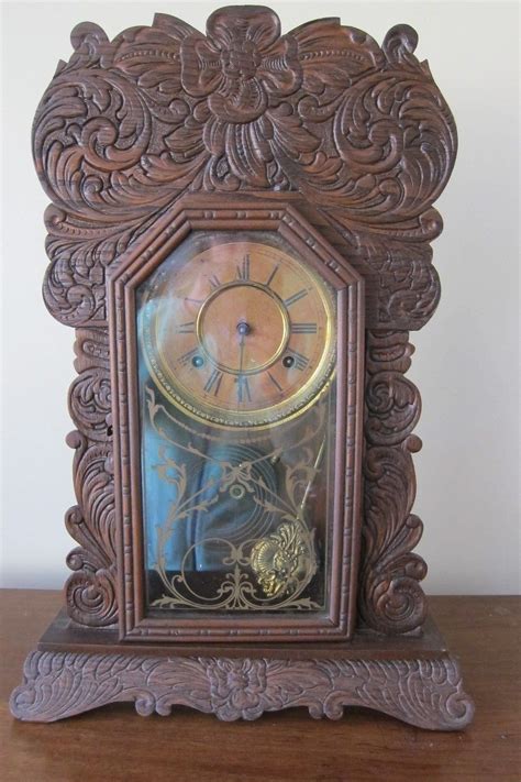 Antique Waterbury Clock Co. Gingerbread Mantel Clock c. 1920 w/pendulum and keys -- Antique ...