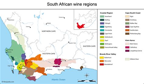 South Africa Map of Vineyards Wine Regions