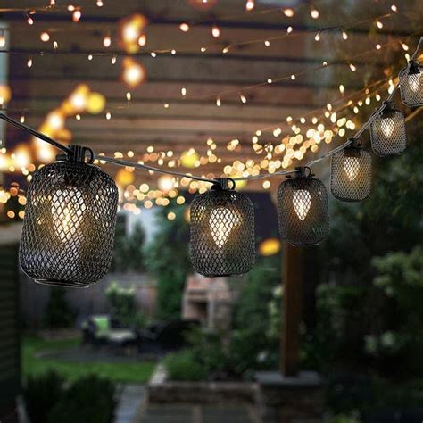 Black Cage LED Outdoor String Lights | Antique Farmhouse