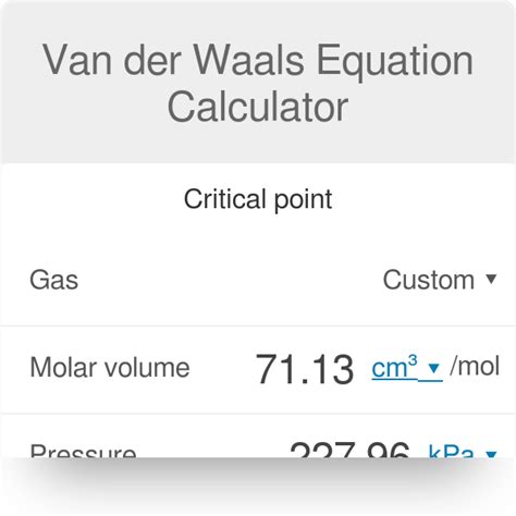 Van Der Waals Equation Calculator - Tessshebaylo