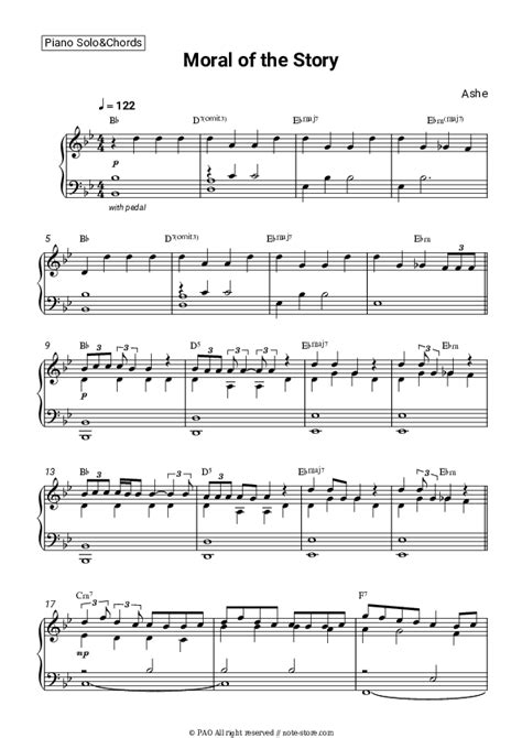 Moral of the Story piano sheet music and chords Ashe in Note-Store.com ...