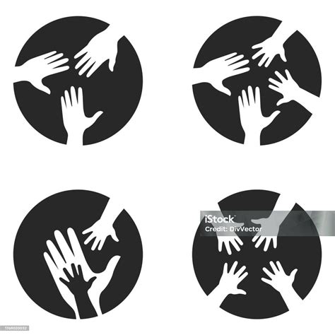 Helping Hand Vector Set Stock Illustration - Download Image Now - Assistance, Child, Community ...