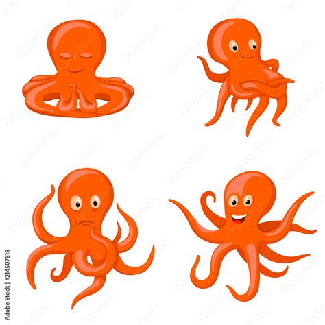 octopus emotional characters, emoji drawings Stock Vector | Adobe Stock