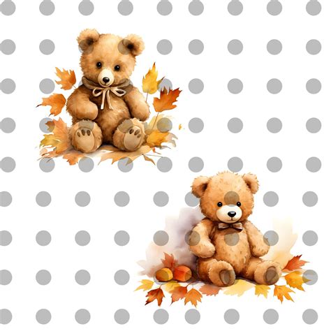 10 Fall Teddy Bears Clipart Fall Scenery Clipart Baby - Etsy