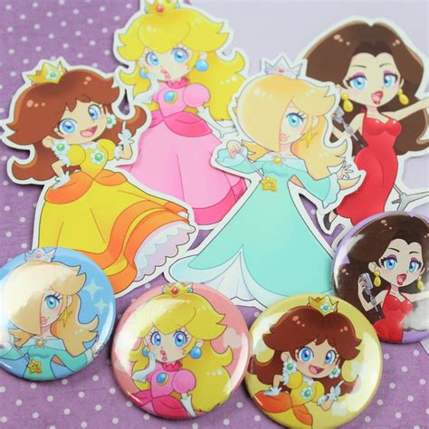 Princess Peach Daisy Rosalina Pauline Fan Art Sticker Button Badge Pin - Etsy Australia