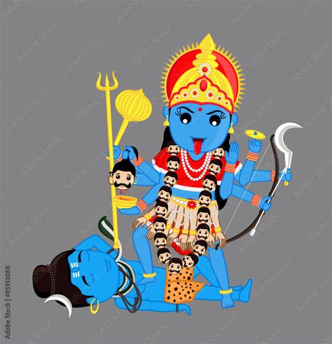 Hindu Goddess Kali Mata Vector Illustration Stock Vector | Adobe Stock