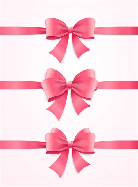 Premium Vector | Silk Pink Ribbon and Bow Set Vector