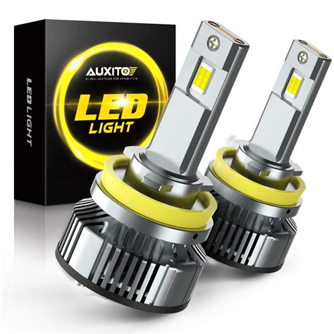 AUXITO H11 LED Headlight Bulb, 120W 24000lm Per Set,700% Brighter, 6500K Cool White,High Low ...