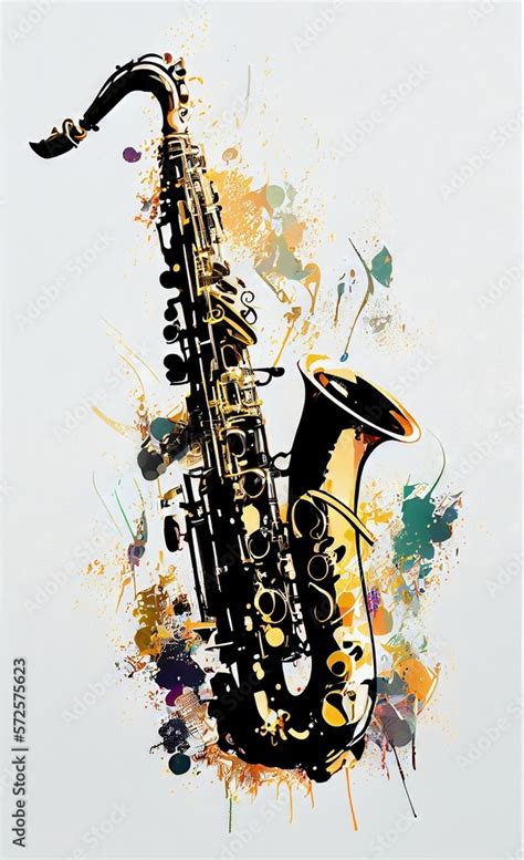 Saxophone. Music graphite poster, background, wallpaper. Printable ...