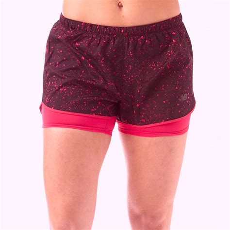 Buy New Balance Womens Printed 2 In 1 Woven Shorts Pomegranate