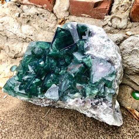 3500g Large Green Cubic Fluorite Crystal Cluster Mineral Display Specimen