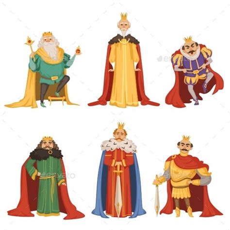 Cartoon Characters of Kings in Different Poses