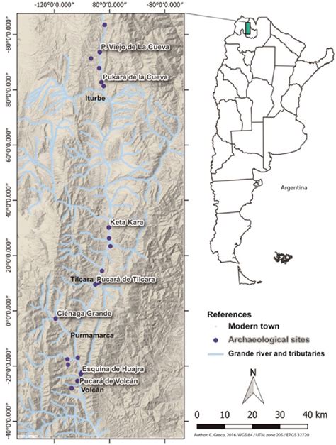 Map of Quebrada de Humahuaca with the location of the sites mentioned... | Download Scientific ...