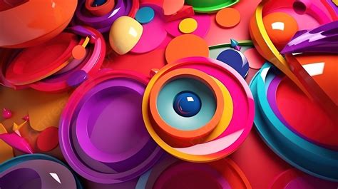 Colorful Circles Background, Cc3d, 3d Illustration Colorful Objects ...