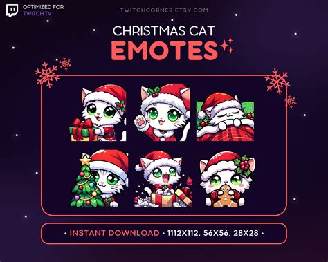 Christmas Twitch Emotes Holiday White Cat Emotes opening Present ...