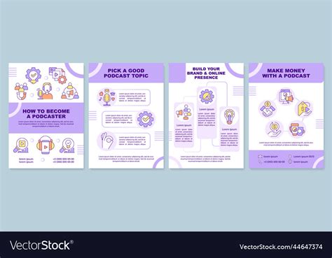 Become podcaster tips brochure template Royalty Free Vector