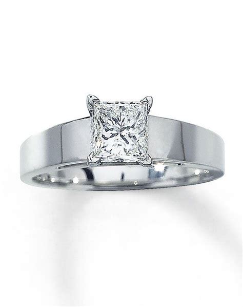 Kay Jewelers Diamond Solitaire Ring 1 ct Princess-Cut 14K White Gold ...