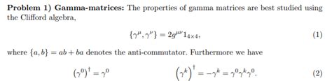 Solved Problem 1) Gamma-matrices: The properties of gamma | Chegg.com