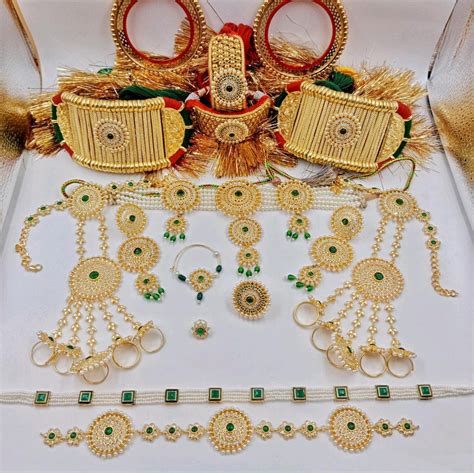 Royal Splendor: Gold-Plated Full Bridal Jewelry Set in Rajputi Design ...