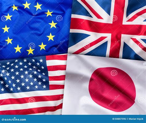 World Flags Concept.Collage of Four Countries, World Flags Stock Photo - Image of british ...