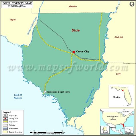 Dixie County Map, Florida | County map, County, Cross city