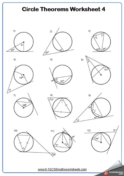 Equations Of Circles And Tangents Worksheet