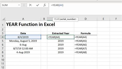 How to use the YEAR Function in Excel - Excelbuddy.com