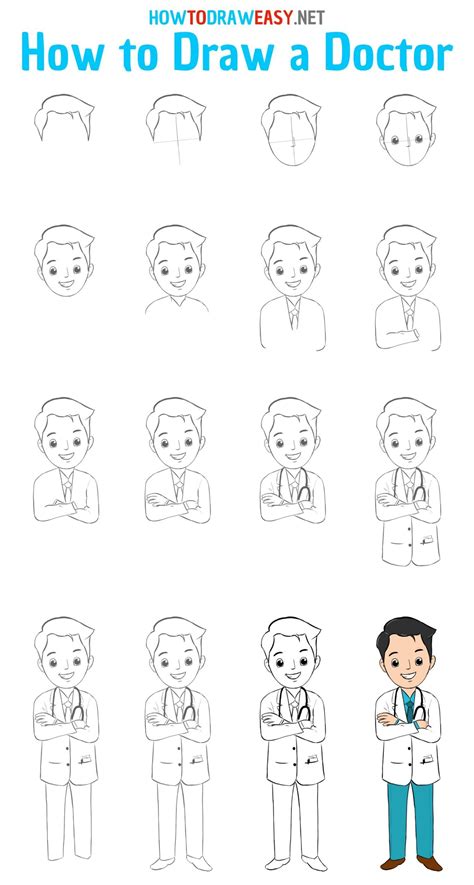 How to Draw a Doctor Step by Step | Doctor drawing, Easy cartoon drawings, Doctor for kids