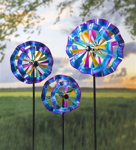 Colorful Ruffled Wind Spinners, Set of 3 | Wind Spinners & Whirligigs ...