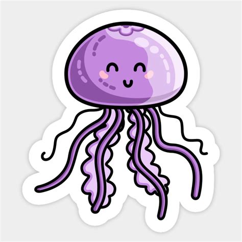 Kawaii Cute Jellyfish - Jellyfish - Sticker | TeePublic