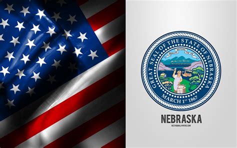 Download wallpapers Seal of Nebraska, USA Flag, Nebraska emblem ...